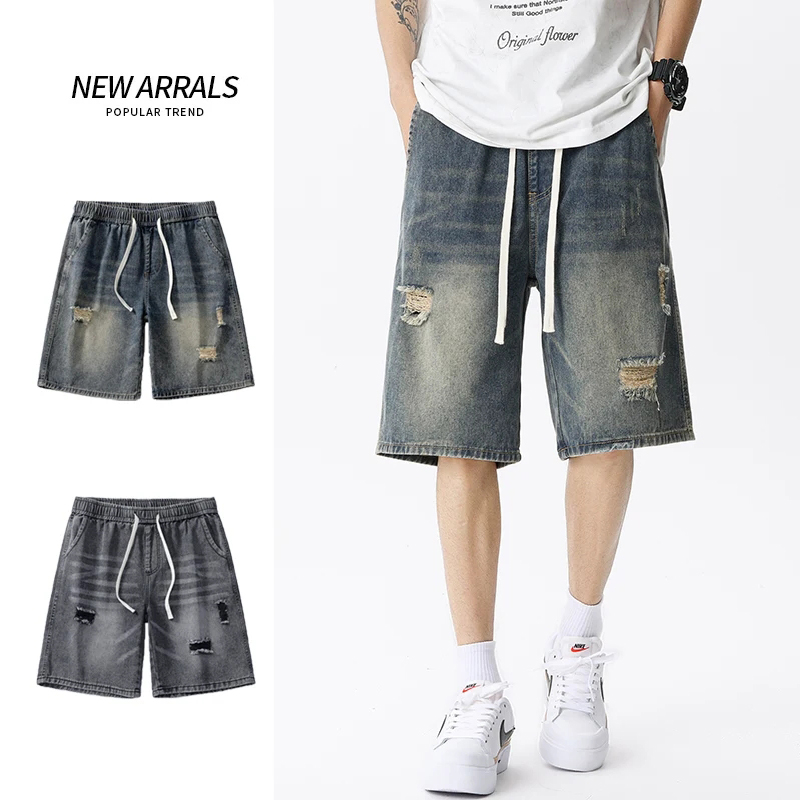 Street Fashion Jeans Men - 여름 얇은 데님 반바지 남성 레트로
