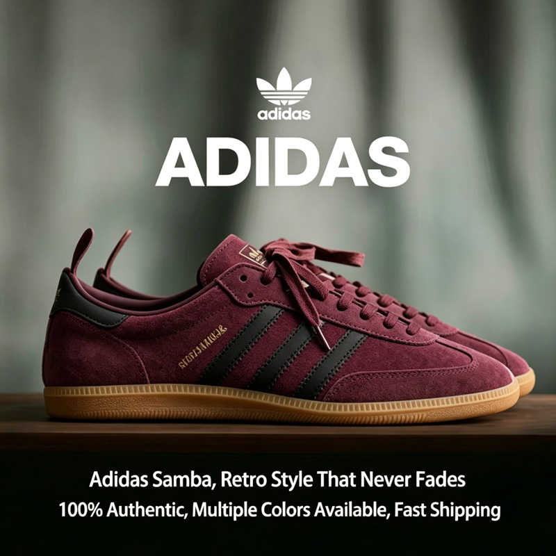 Street Fashion Adidas - 아디다스 삼바 트레포일 유니섹스 로우탑 스니커즈,