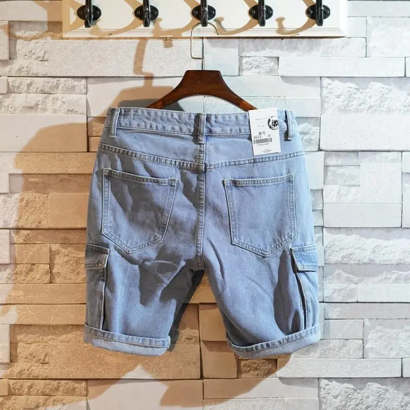 Street Fashion Jeans Men - 남성용 루즈핏 스트레이트 숏 데님 반바지,