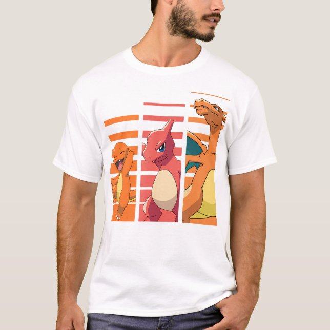 Street Fashion Evolution - 포켓몬 Charmander Evolutions 프린트 티셔츠 코튼