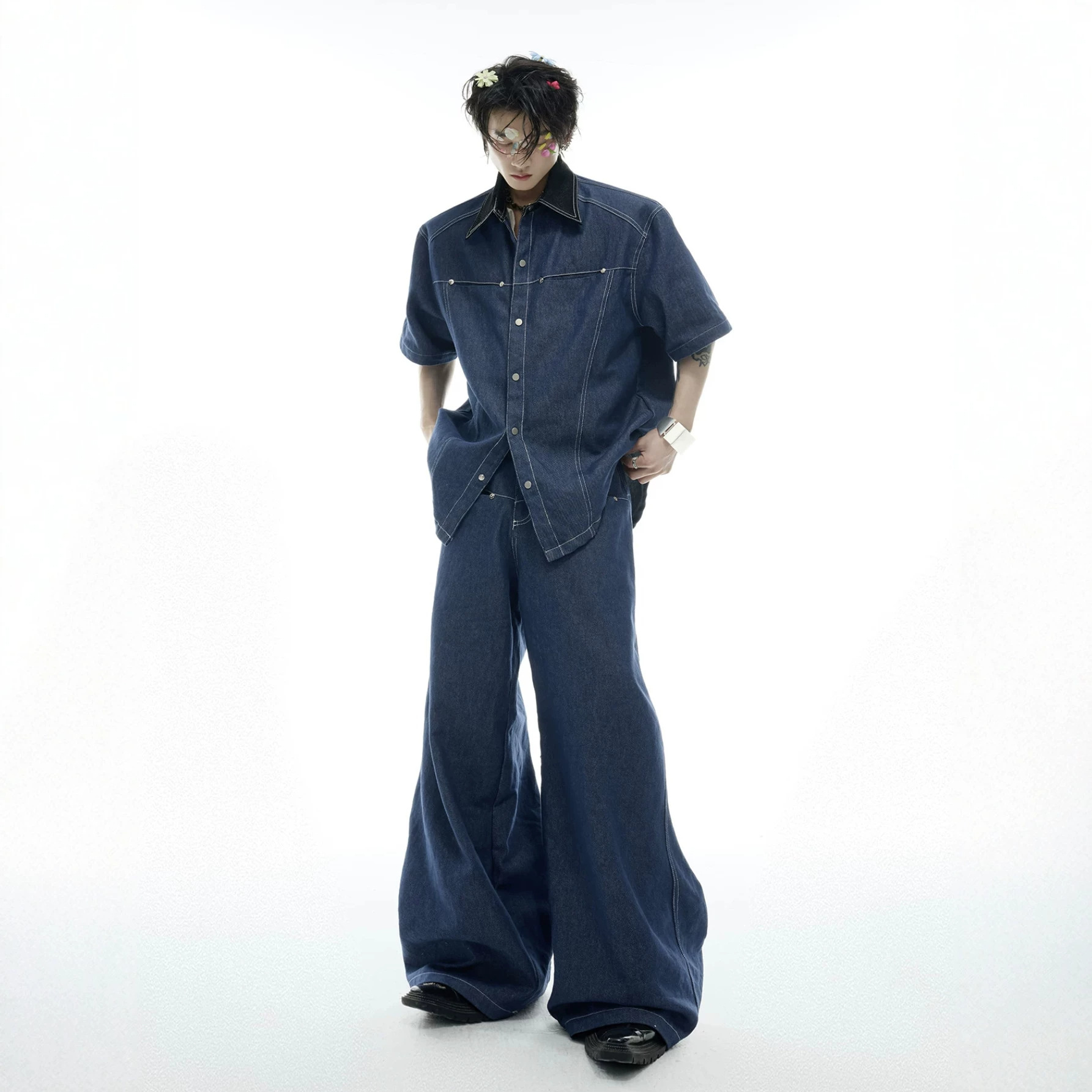 Street Fashion Jeans Men - 여름 남성 데님 매칭 세트 아메리칸