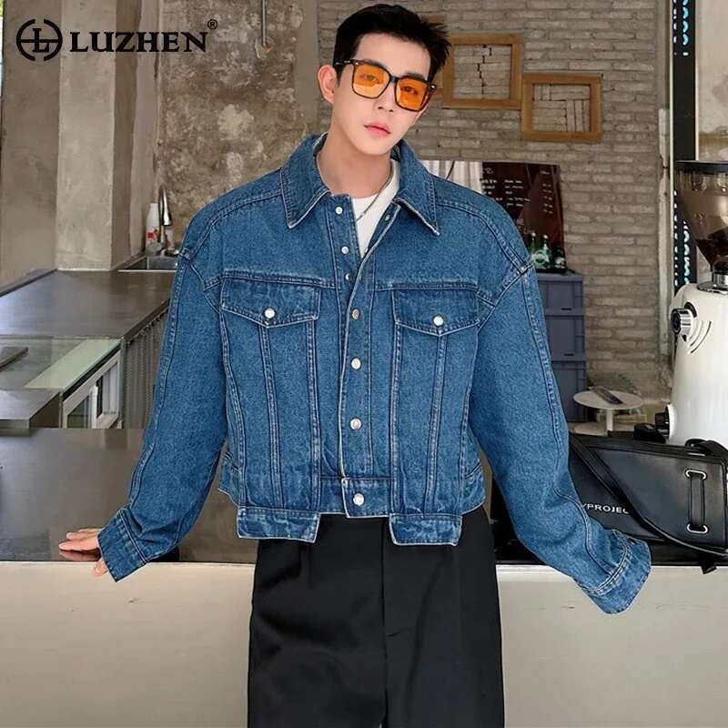 Street Fashion Men 2025 - LUZHEN 성격 데님 짧은 재킷 남자의