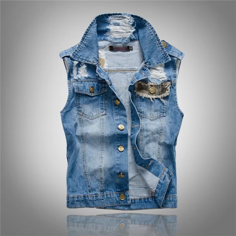 Street Fashion Jeans Men - 남성용 슬림 데님 조끼 재킷, 패셔너블