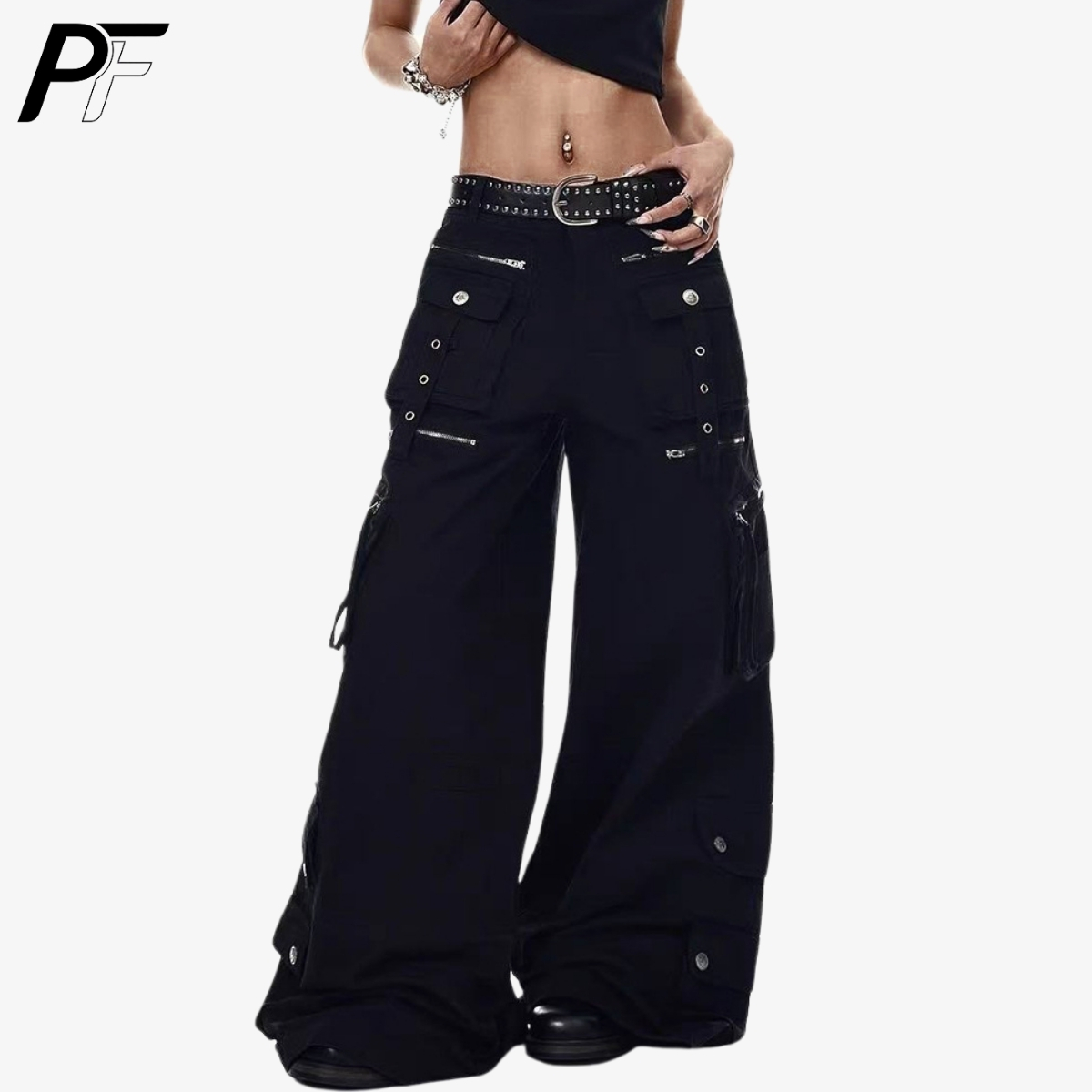 Street Fashion Jeans Men - 그런지 테크웨어 와이드 레그 카고 팬츠