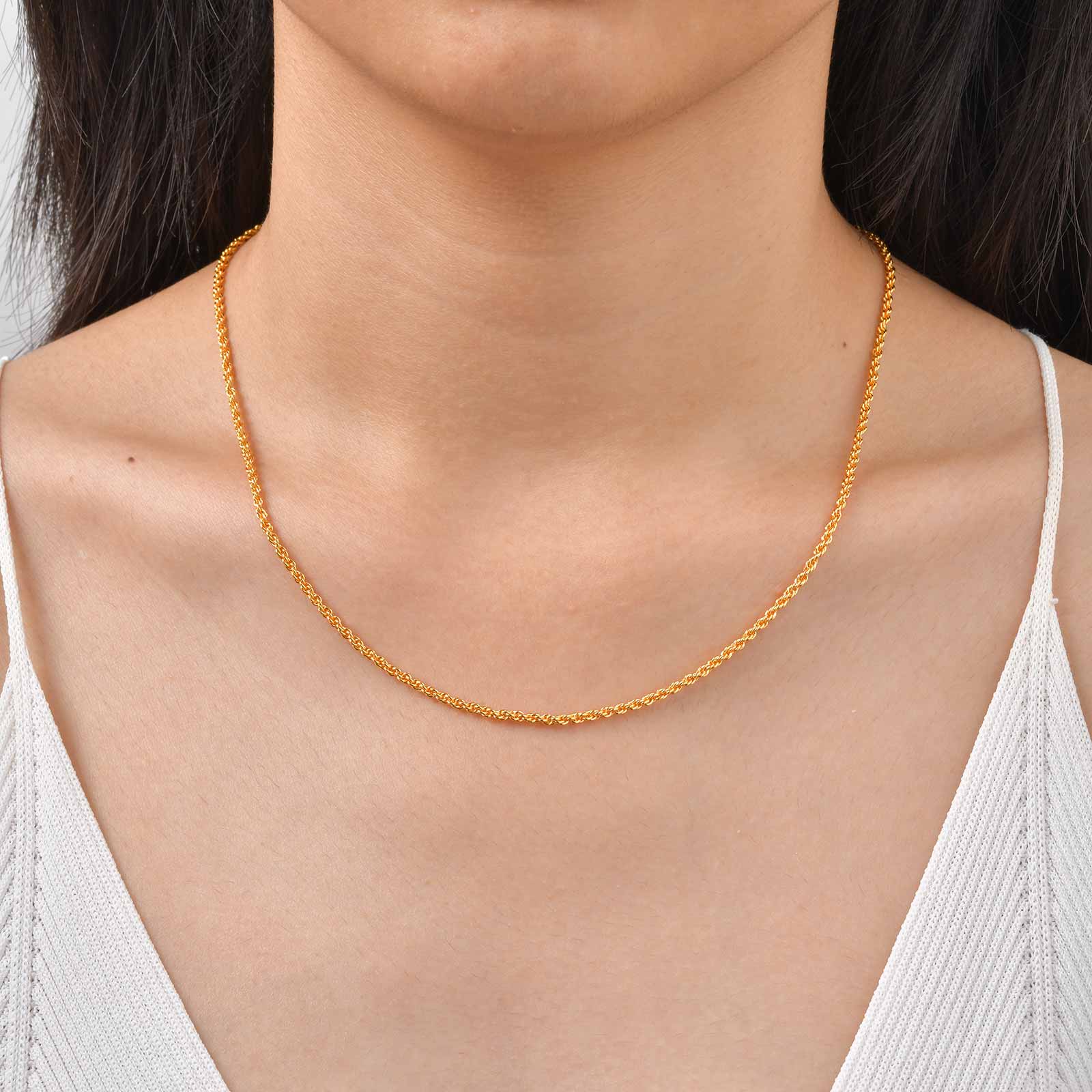 Fashion Street Singapore - 힙합 2mm 꼬임 로프 24K 금도금
