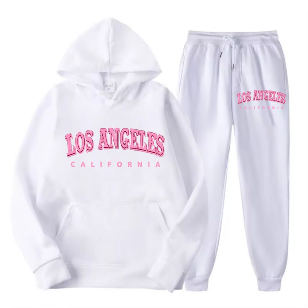 Street Fashion Los Angeles - 여성용 스트리트 후드 및 바지, 플리스