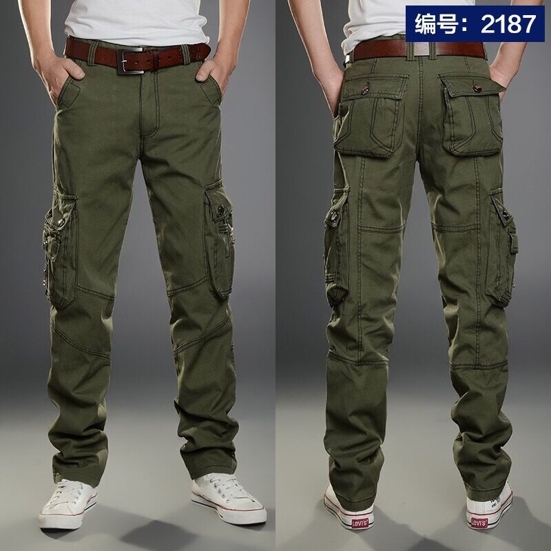 남성용 캐주얼 카고 바지, 단색 포켓, 얇은 스타일 코 - Street Fashion Harajuku 리뷰 및 가격