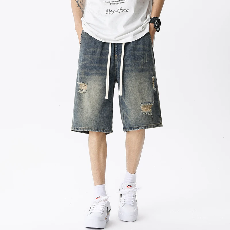 여름 얇은 데님 반바지 남성 레트로 streetwear - Street Fashion Jeans Men 리뷰 및 가격