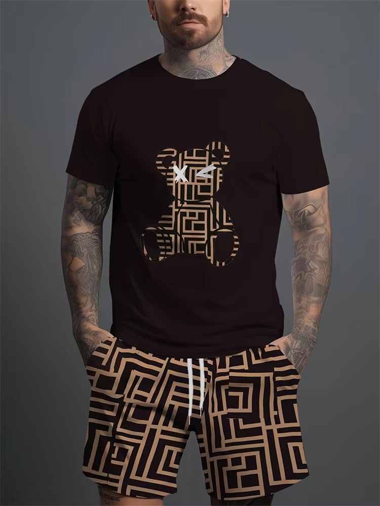 2025 새로운 남성 세트 복고풍 패턴과 사자 인쇄물을 - Street Fashion Men 2025 리뷰 및 가격
