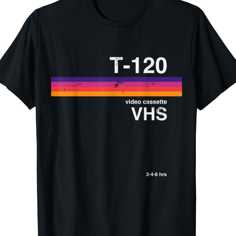 레트로 VHS 비디오 패턴 티셔츠 여름 트렌디 스트리트 - Street Fashion Videos 리뷰 및 가격