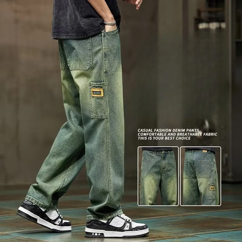 한국 패션 빈티지 청바지 남성 헐렁한 바지 하이 스트리 - Street Fashion Jeans Men 리뷰 및 가격