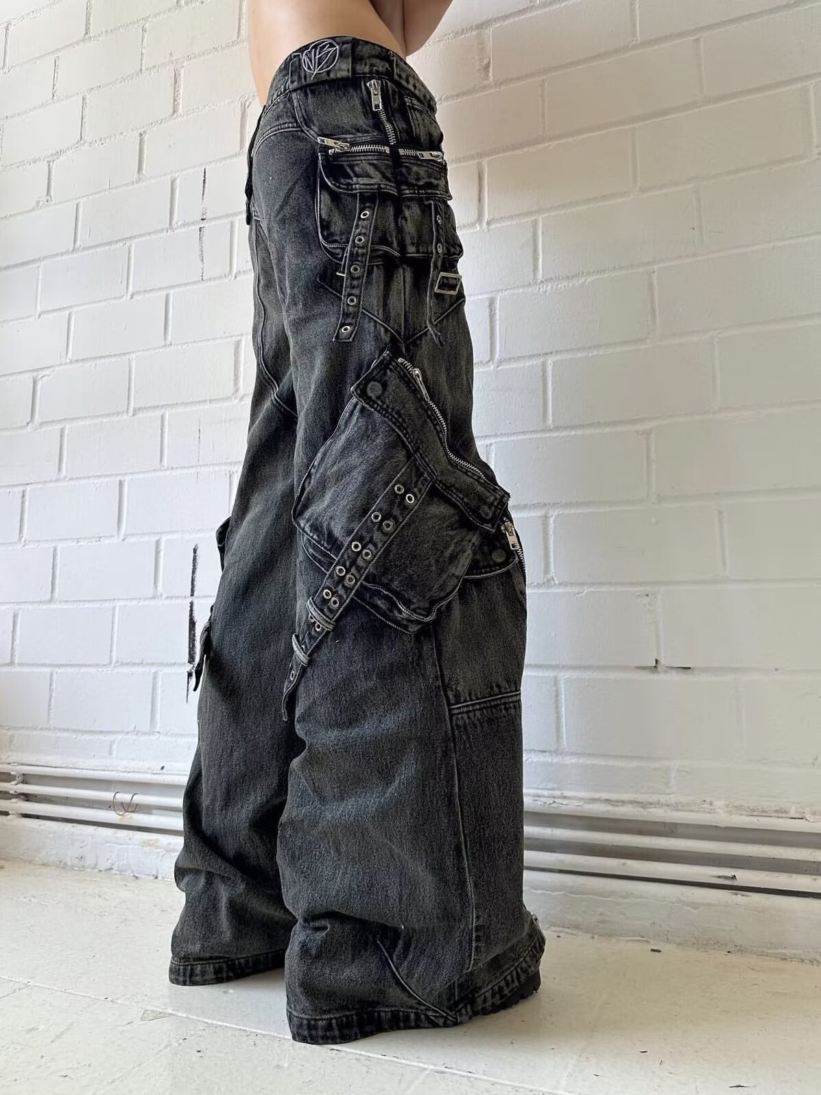 Y2K 블랙 고딕 펑크 멀티 포켓 지퍼 블랙 청바지 남 - Street Fashion Jeans Men 리뷰 및 가격
