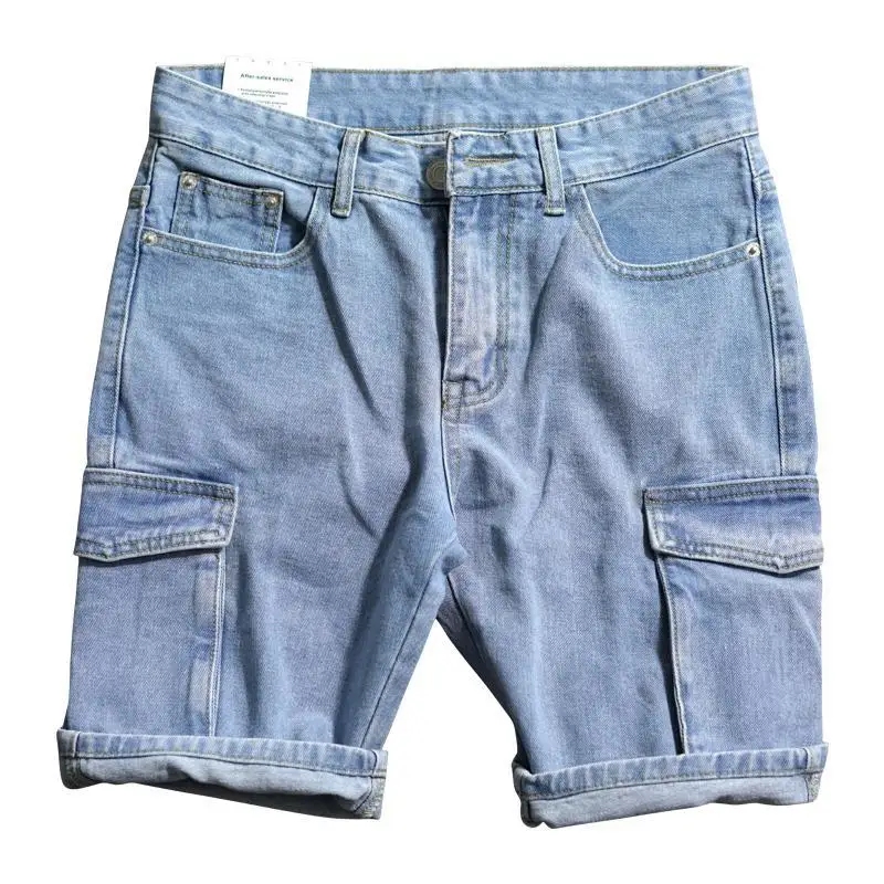 남성용 루즈핏 스트레이트 숏 데님 반바지, 포켓 배기  - Street Fashion Jeans Men 리뷰 및 가격