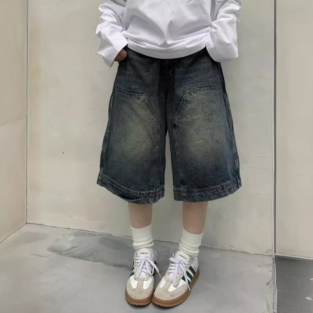 여성 Y2K 빈티지 배기 진 반바지 워싱 와이드 레그  - Street Fashion Jeans Men 리뷰 및 가격