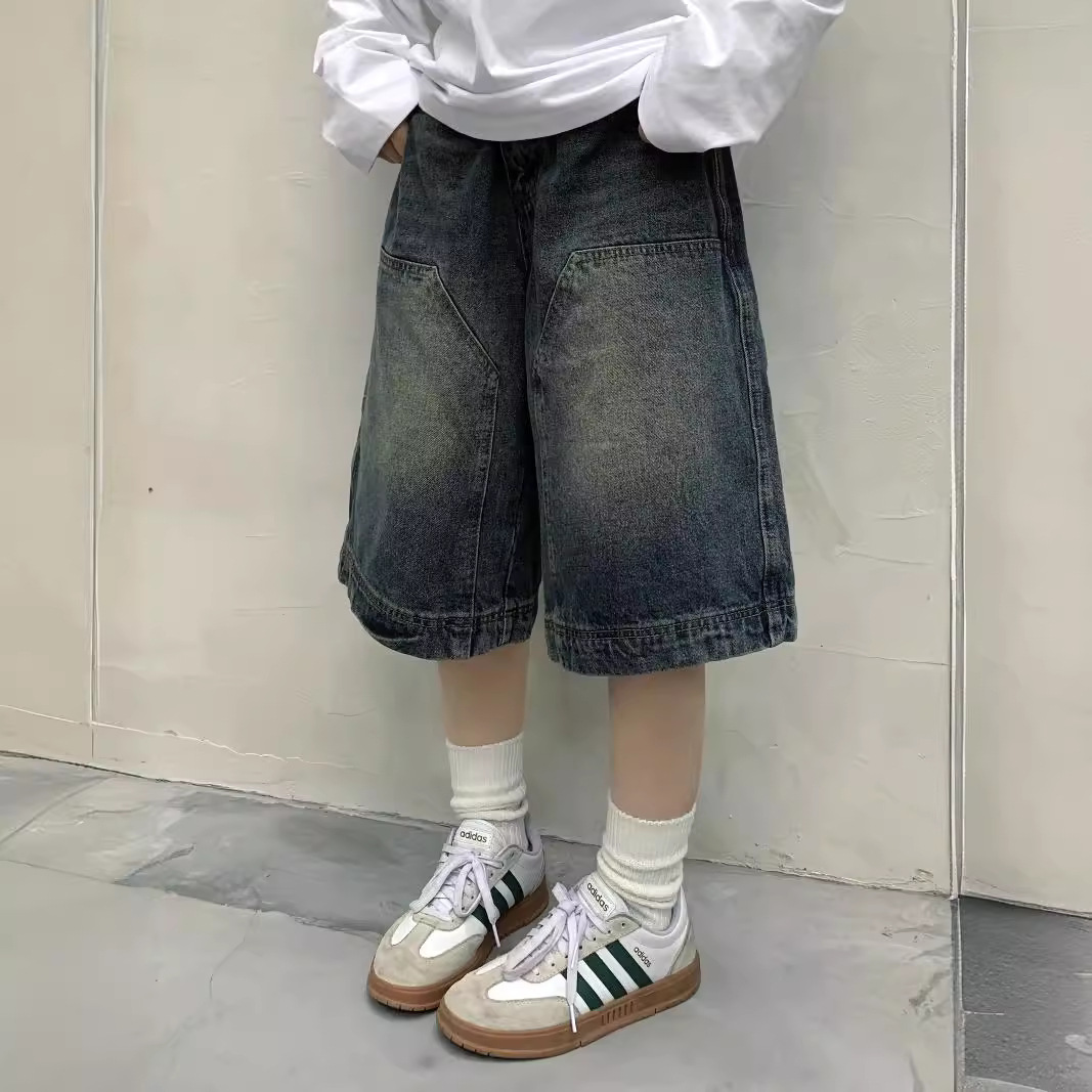 여성 Y2K 빈티지 배기 진 반바지 워싱 와이드 레그  - Street Fashion Jeans Men 리뷰 및 가격