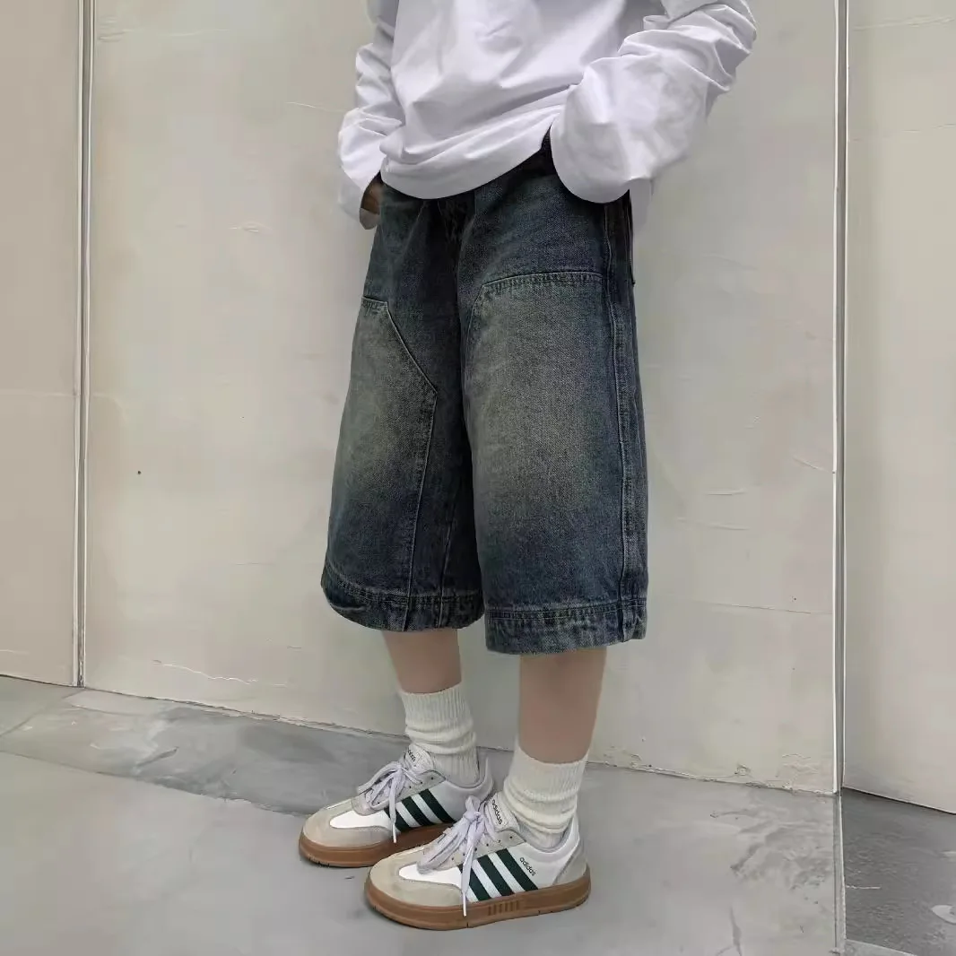 여성 Y2K 빈티지 배기 진 반바지 워싱 와이드 레그  - Street Fashion Jeans Men 리뷰 및 가격
