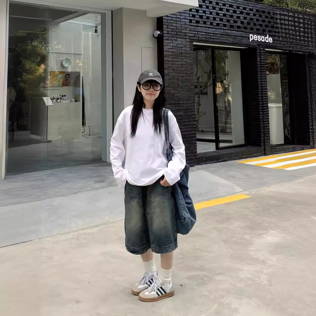 여성 Y2K 빈티지 배기 진 반바지 워싱 와이드 레그  - Street Fashion Jeans Men 리뷰 및 가격