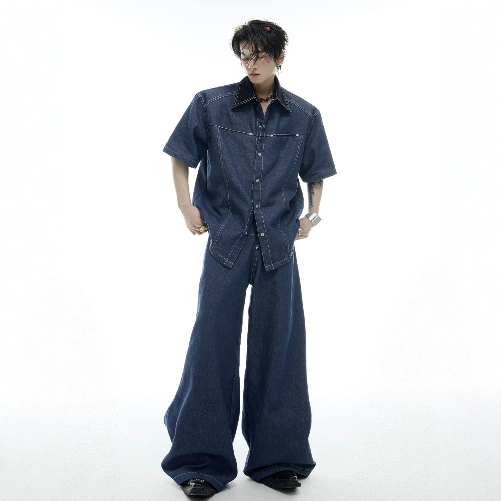 여름 남성 데님 매칭 세트 아메리칸 패션 하이 스트리트 - Street Fashion Jeans Men 리뷰 및 가격
