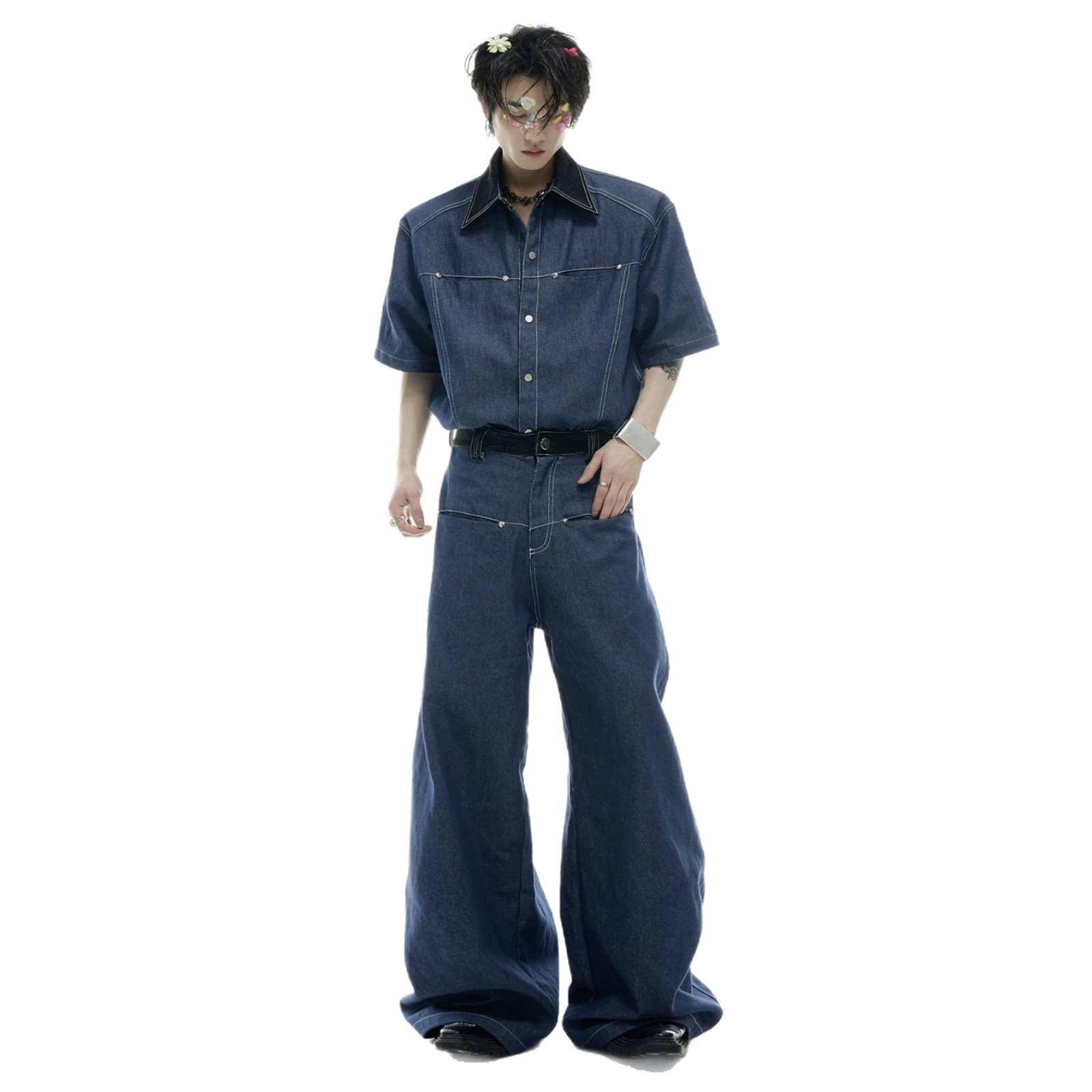 여름 남성 데님 매칭 세트 아메리칸 패션 하이 스트리트 - Street Fashion Jeans Men 리뷰 및 가격