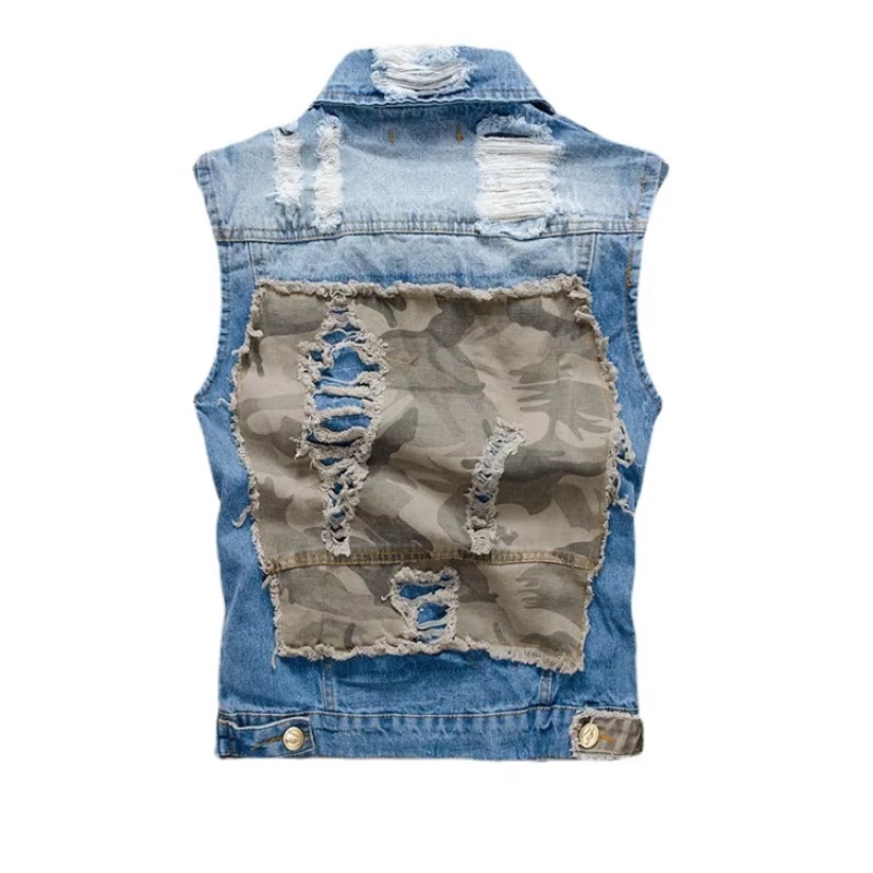 남성용 슬림 데님 조끼 재킷, 패셔너블 조끼, 블루 데 - Street Fashion Jeans Men 리뷰 및 가격