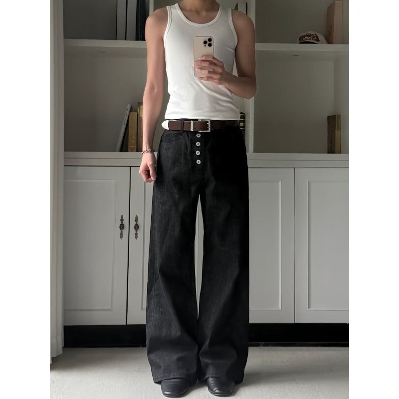 남성용 하라주쿠 여름 레터 프린트 데님 팬츠 힙합 하이 - Street Fashion Jeans Men 리뷰 및 가격