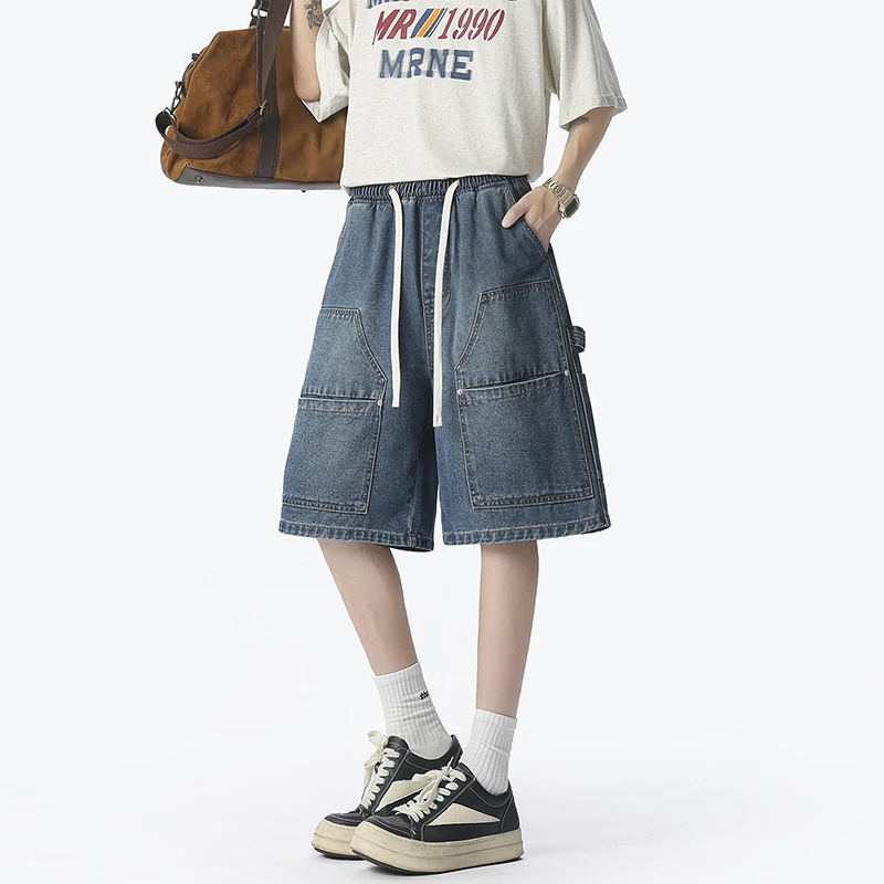 아메리칸 패션 스트리트 워크웨어 데님 반바지 여름 얇은 - Street Fashion Harajuku 리뷰 및 가격