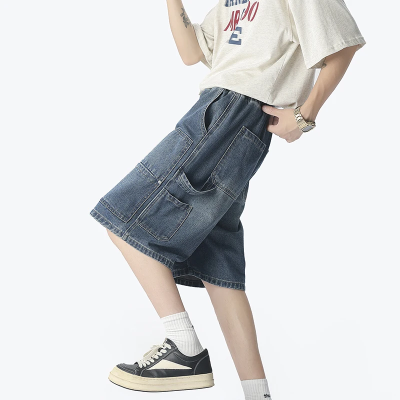아메리칸 패션 스트리트 워크웨어 데님 반바지 여름 얇은 - Street Fashion Harajuku 리뷰 및 가격
