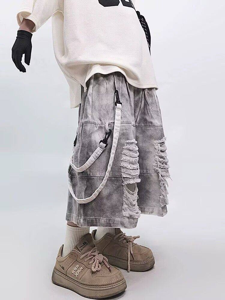 레트로 힙합 남성용 찢어진 청바지 여름 아메리칸 캐주얼 - Street Fashion Jeans Men 리뷰 및 가격