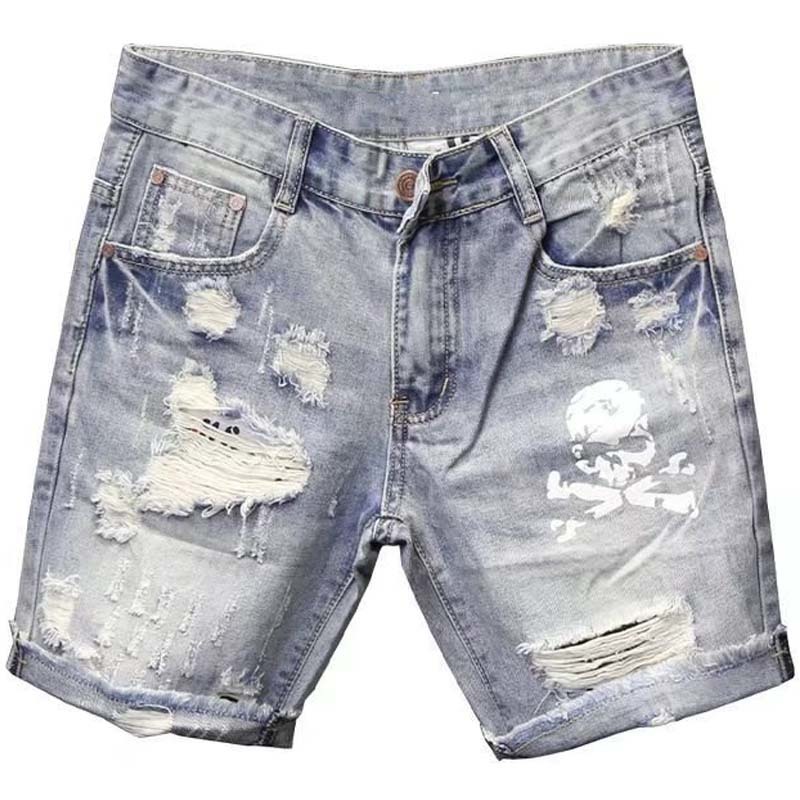 여름 남성 착용 비드 홀 거지 스트레치 찢어진 짧은 청 - Street Fashion Jeans Men 리뷰 및 가격