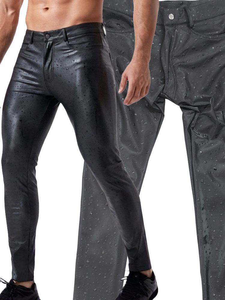3D 워터 드롭 프린트 탄성 PU 가죽 청바지 타이츠  - Street Fashion Jeans Men 리뷰 및 가격