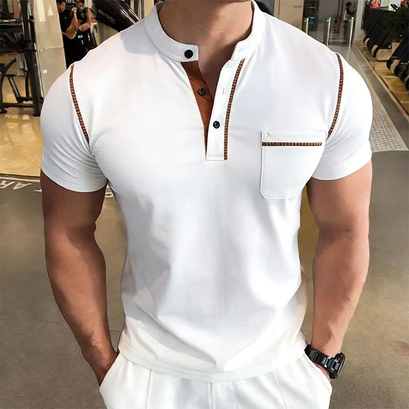 새로운 여름 남성용 헨리 칼라 반팔 골프 폴로 셔츠 개 - Street Fashion In China 리뷰 및 가격