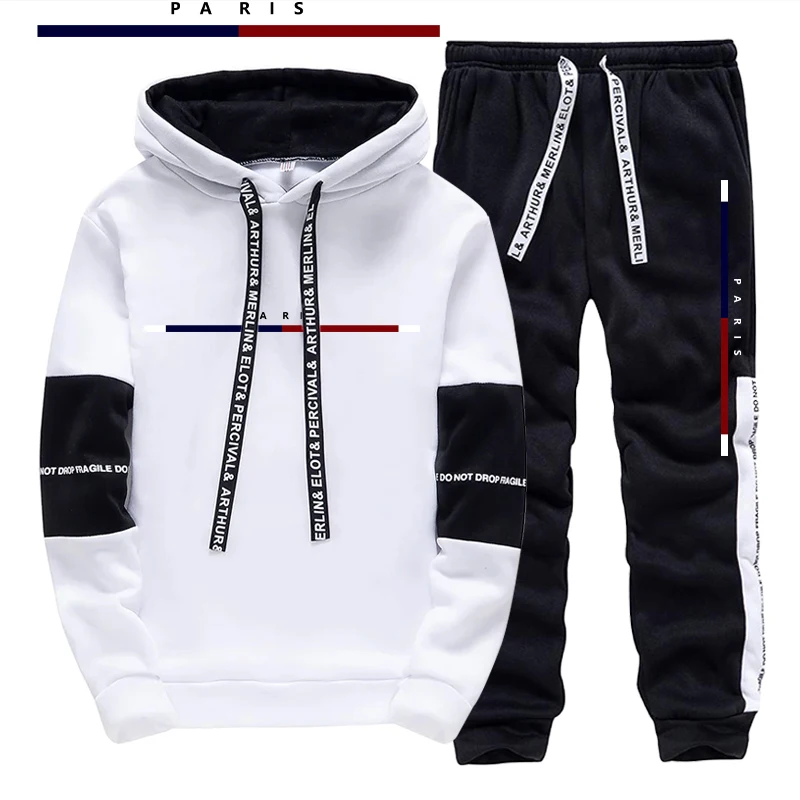 파리 패션 프린트 남성 세트/후드티/바지 가을 데일리  - Street Fashion In China 리뷰 및 가격